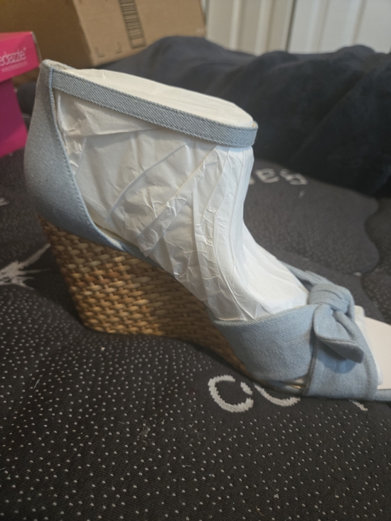 Jessica Simpson Shoes - Jessica Simpson Light Blue Knotted Espadrille Wedges